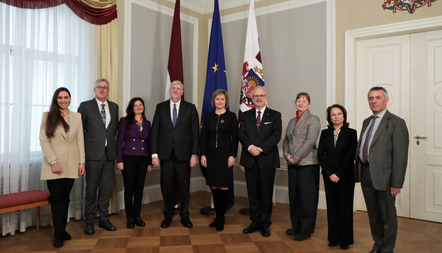 08.02.2023. Valsts prezidents Egils Levits tiekas ar Eiropas Savienības Tiesas pārstāvjiem. Foto autors: Gatis Bergmanis, Valsts prezidenta kanceleja.