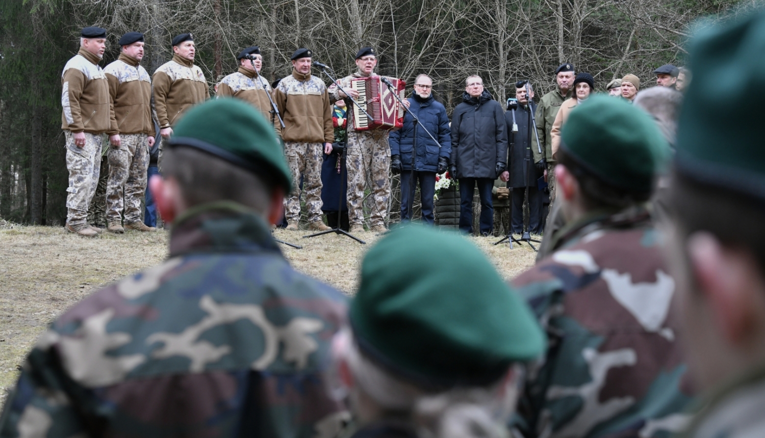 17.03.2024. Valsts prezidenta Edgara Rinkēviča dalība nacionālo partizānu piemiņas pasākumā pie Īles bunkura