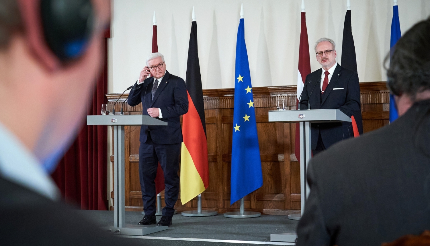 Franks Valters Šteinmeiers un Egils Levits preses konferencē