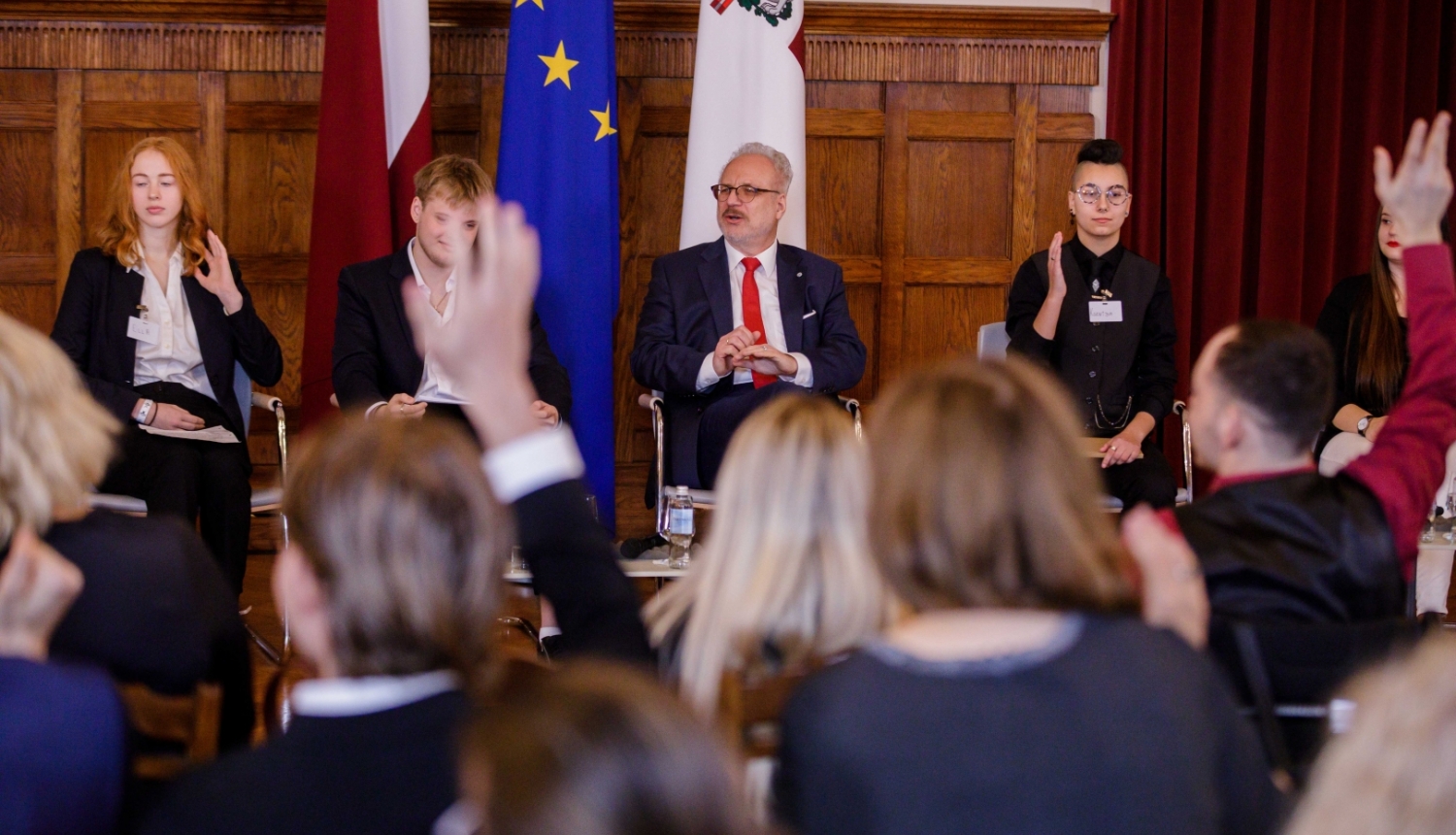 24.10.2022. Valsts prezidents Egils Levits piedalās diskusijā “Manas Latvijas tēls. Kā atšķirt informāciju no dezinformācijas?". Foto autors: Dāvis Doršs, Valsts prezidenta kanceleja.