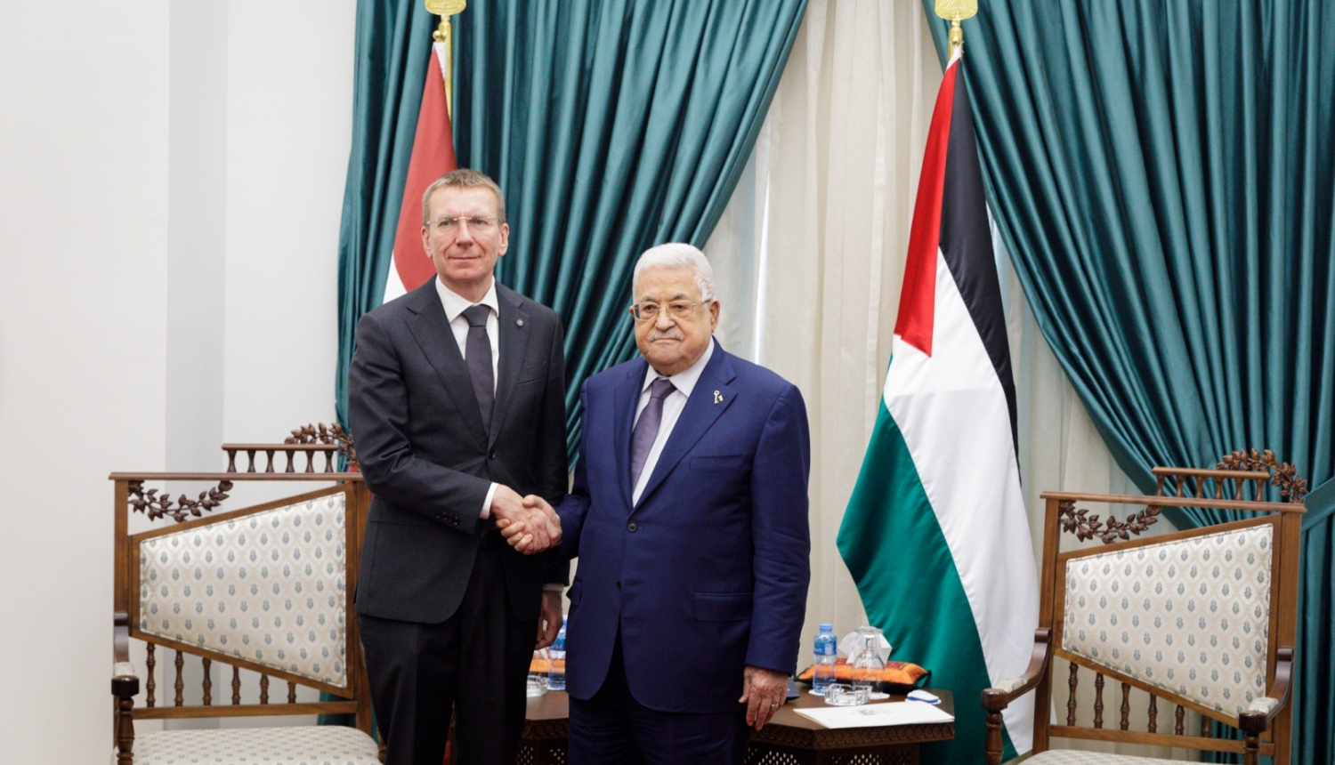 20.11.2023. Valsts prezidenta Edgara Rinkēviča tikšanās ar Palestīniešu pašpārvaldes prezidentu Mahmūdu Abāsu (Mahmoud Abbas).