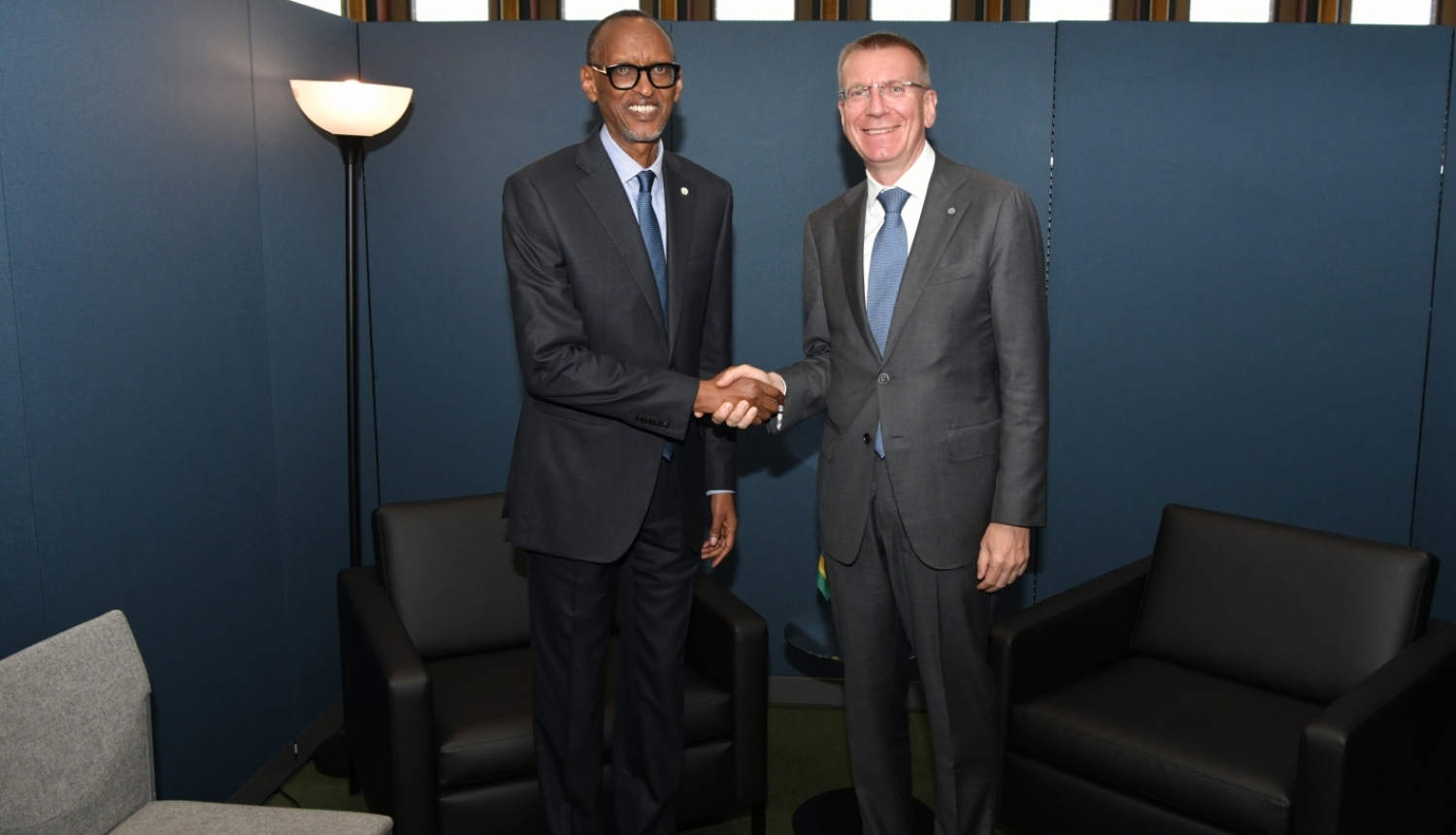 19.09.2023. Valsts prezidents Edgars Rinkēvičs ANO Ģenerālās asamblejas 78. sesijas laikā Ņujorkā tiekas ar Ruandas prezidentu Polu Kagame (Paul Kagame)
