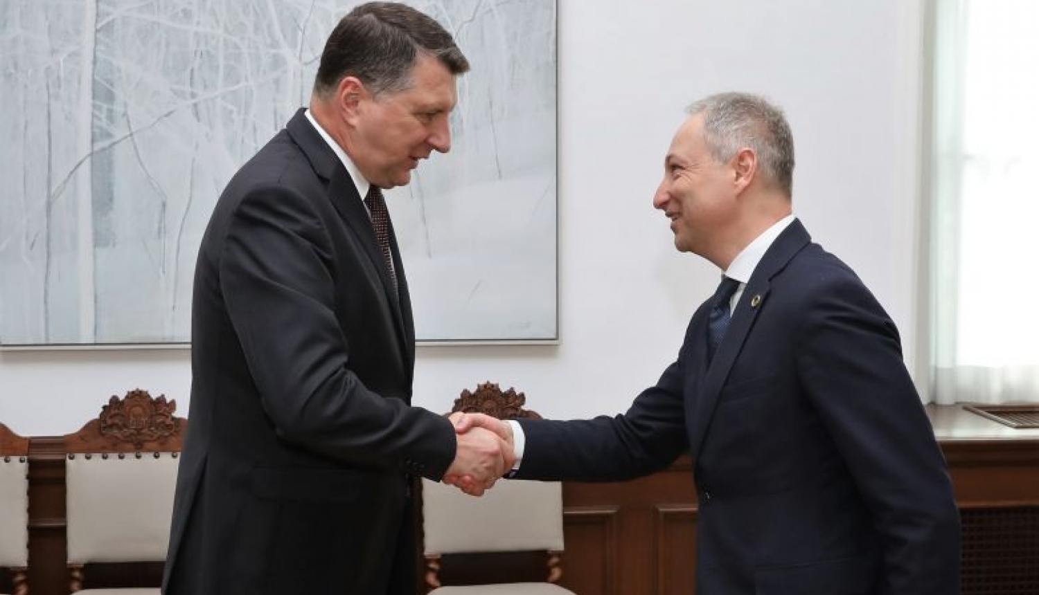 Valsts prezidents Raimonds Vējonis tiekas ar tieslietu ministru Jāni Bordānu