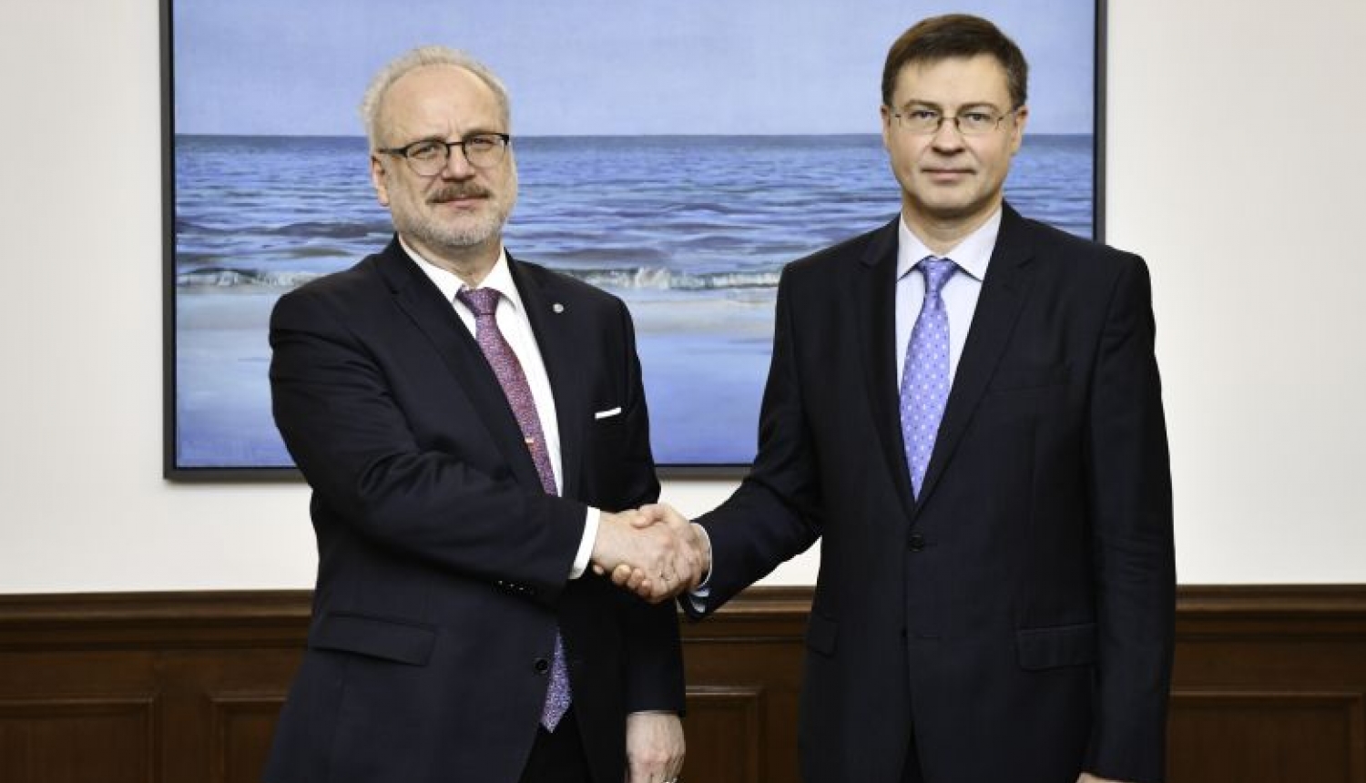 Valsts prezidenta Egila Levita tikšanās ar Eiropas Komisijas izpildviceprezidentu Valdi Dombrovski
