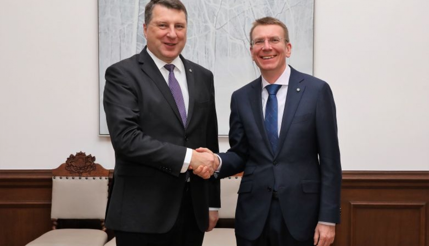 Valsts prezidents Raimonds Vējonis tiekas ar ārlietu ministru Edgaru Rinkēviču