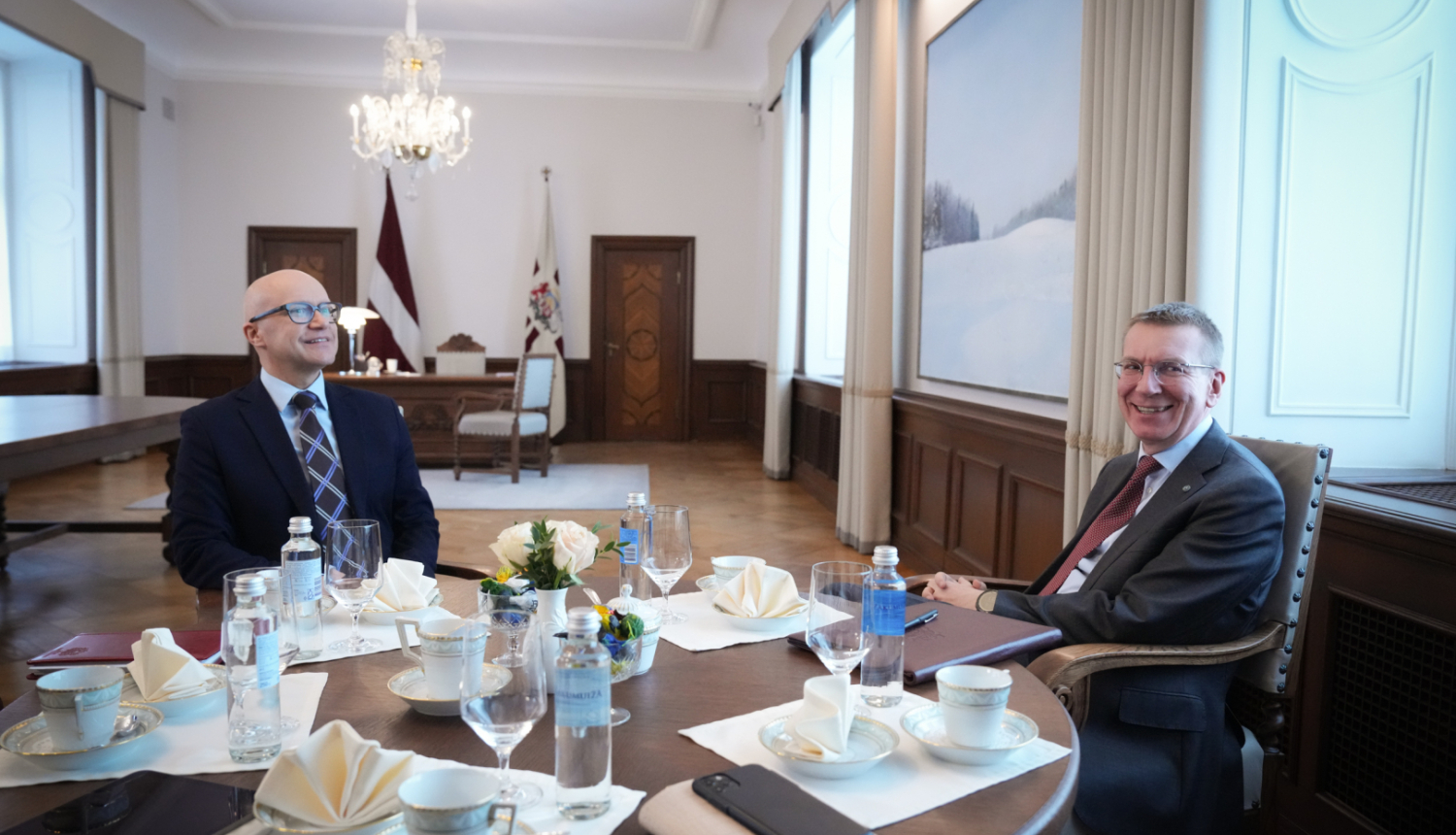 Valsts prezidents Edgars Rinkēvičs Rīgas pilī tikās ar valsts kontrolieri Edgaru Korčaginu