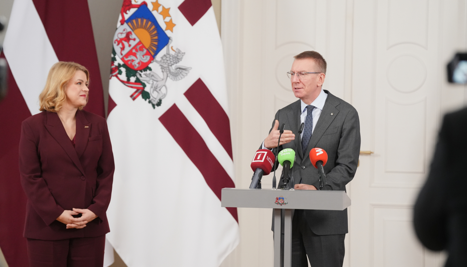 Valsts prezidenta Edgara Rinkēviča un Ministru prezidentes Evikas Siliņas preses konference