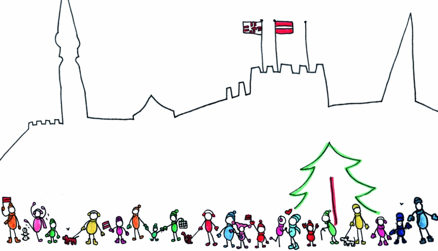 Ziemassvētku kartīte - Rīgas pils kontūra