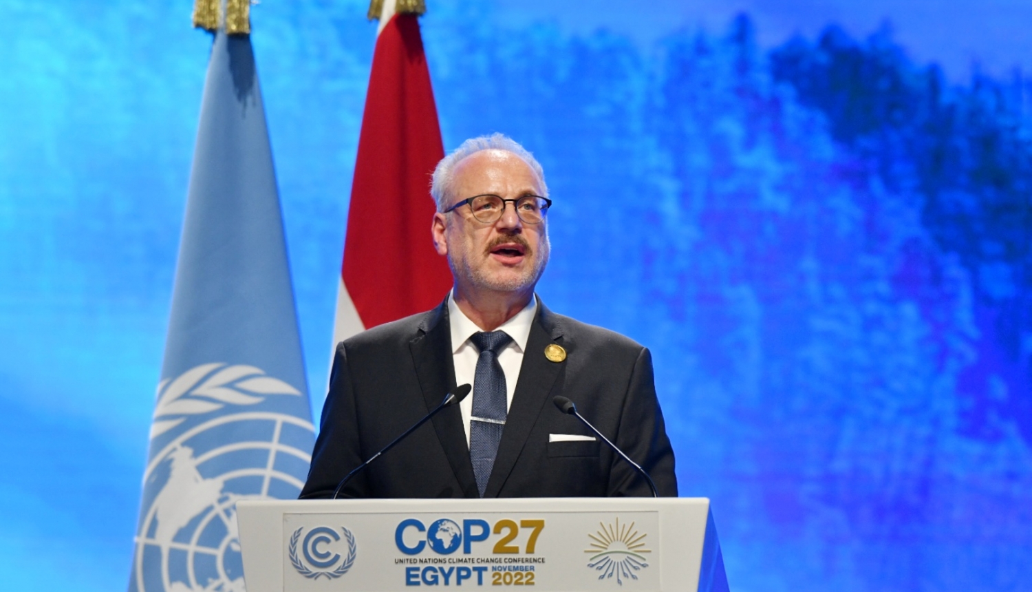 07.11.2022. Valsts prezidenta Egila Levita runa ANO klimata pārmaiņu konferencē COP27. Foto autors: Ilmārs Znotiņš, Valsts prezidenta kanceleja. 