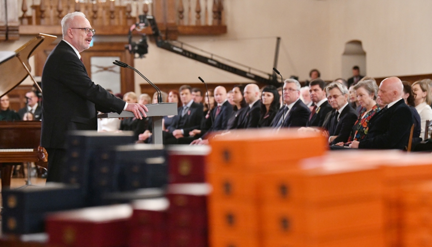 18.11.2022. Valsts prezidenta Egila Levita uzruna valsts augstāko apbalvojumu pasniegšanas ceremonijā