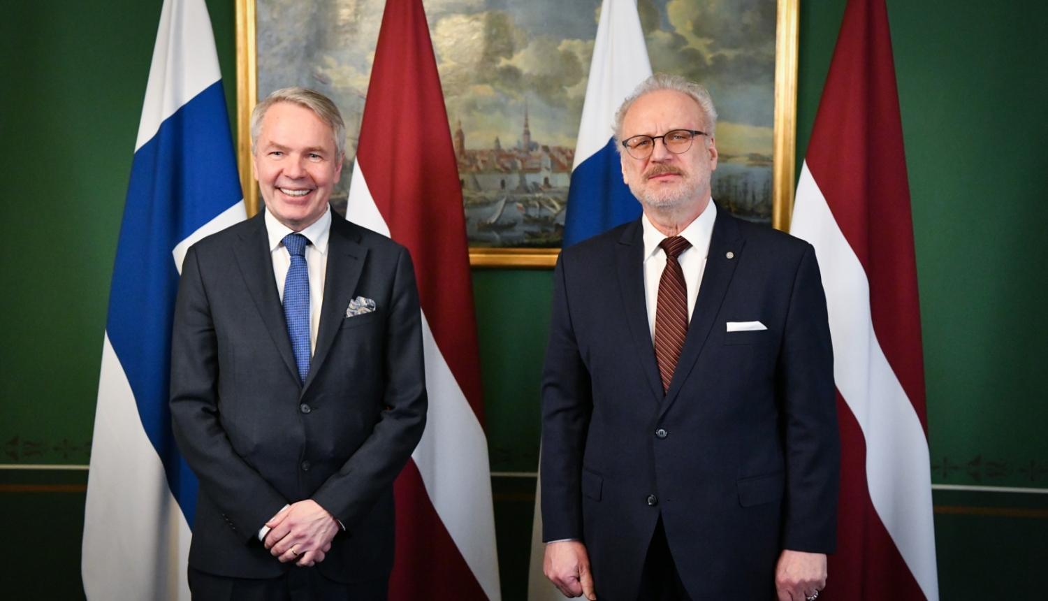 25.01.2023. Valsts prezidents Egils Levits tiekas ar Somijas ārlietu ministru Peku Hāvisto (H. E. Mr Pekka Haavisto). Foto autors: Ilmārs Znotiņš, Valsts prezidenta kanceleja.