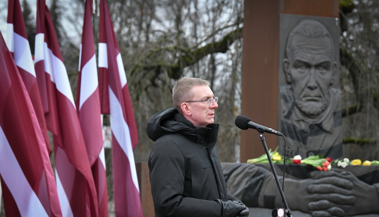 17.03.2024. Valsts prezidenta Edgara Rinkēviča uzruna Nacionālās pretošanās kustības piemiņas dienas svinīgajā pasākumā pie Gunāra Astras pieminekļa Rīgā