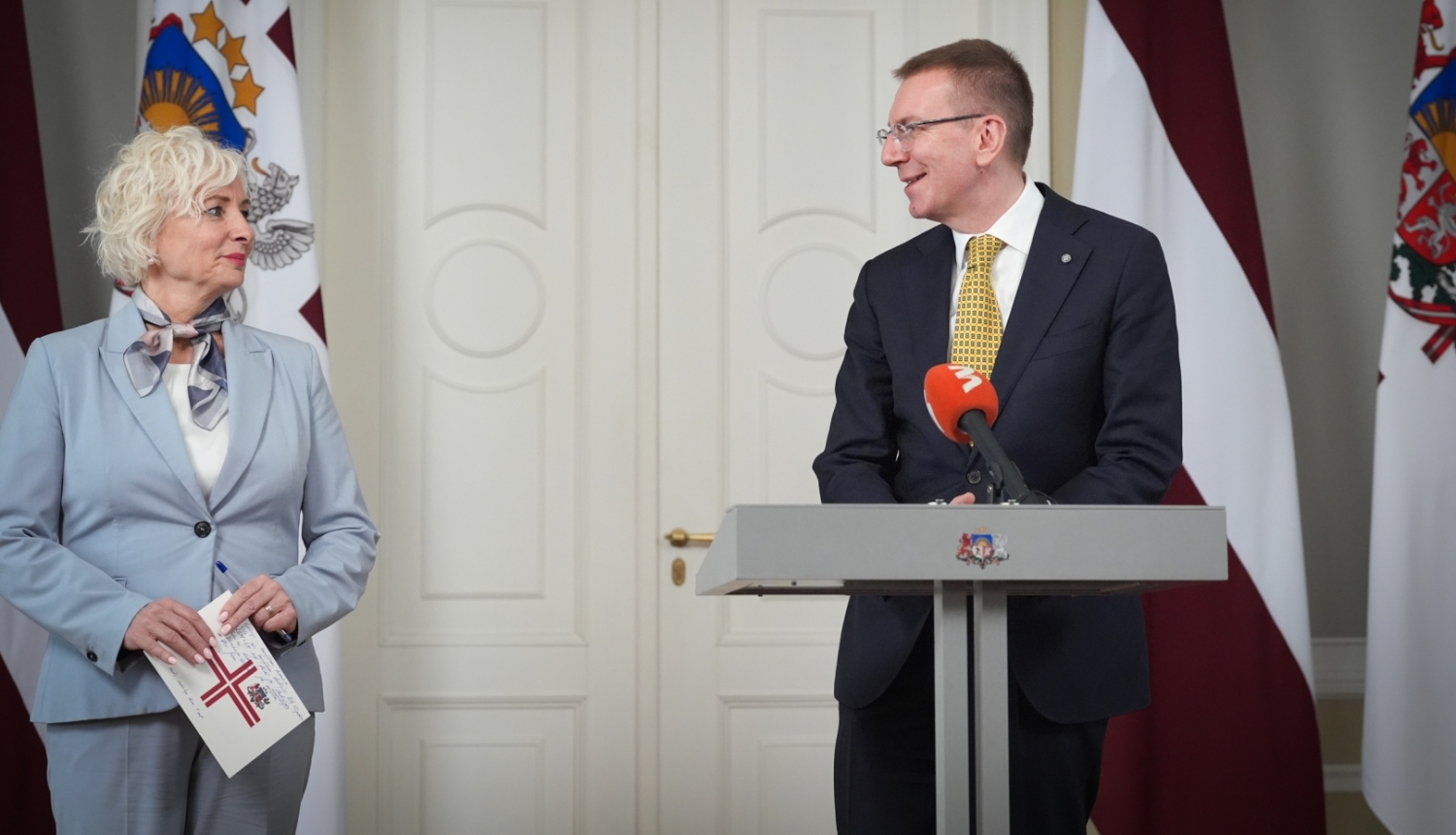 02.04.2024. Valsts prezidenta Edgara Rinkēviča tikšanās ar Saeimas priekšsēdētāju Daigu Mieriņu