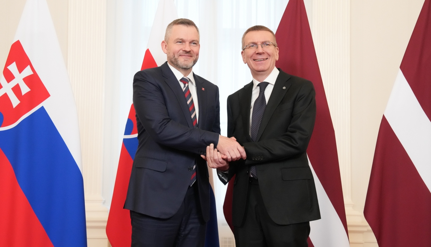 04.12.2024. Valsts prezidenta Edgara Rinkēviča un Slovākijas Republikas prezidenta Petera Pellegrīni tikšanās un preses konference