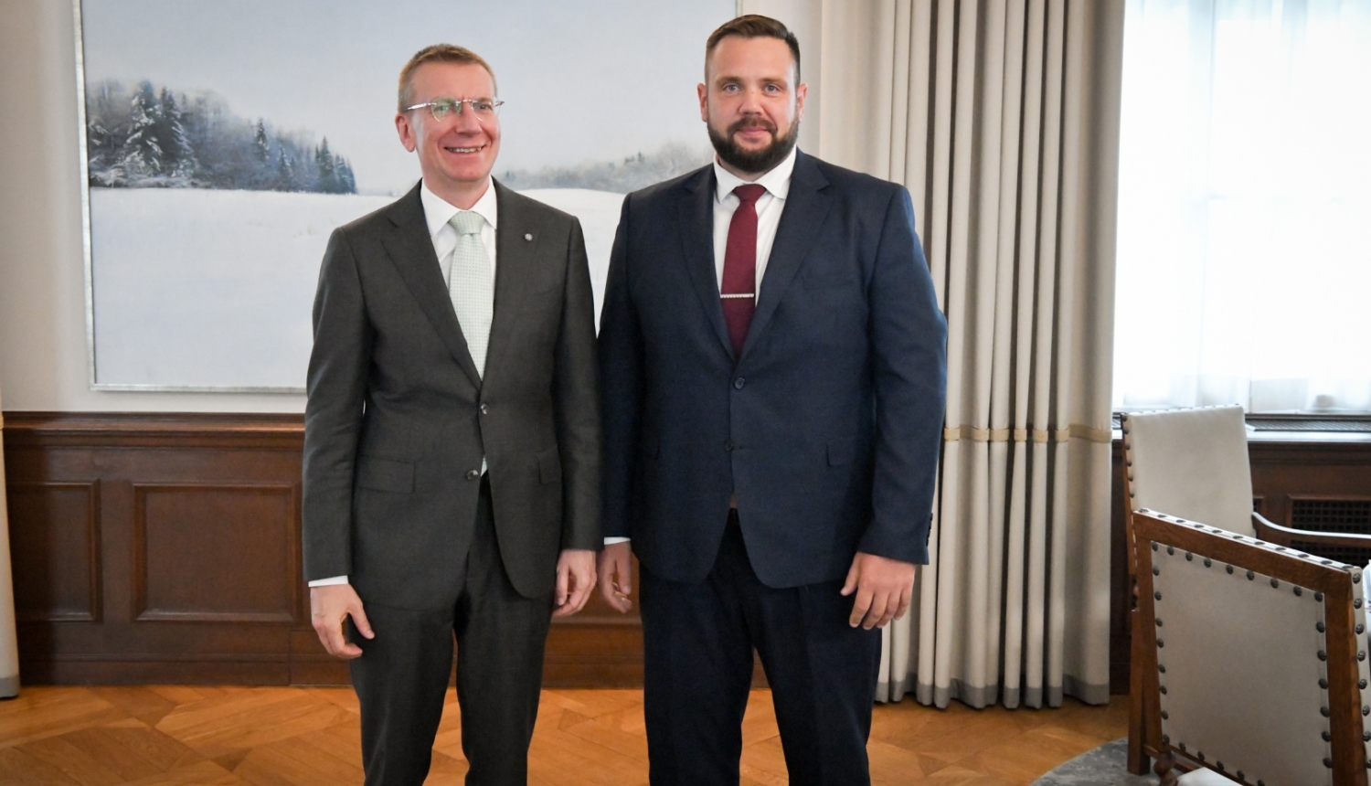 03.08.2023. Valsts prezidents Edgars Rinkēvičs tiekas ar satiksmes ministru Jāni Vitenbergu