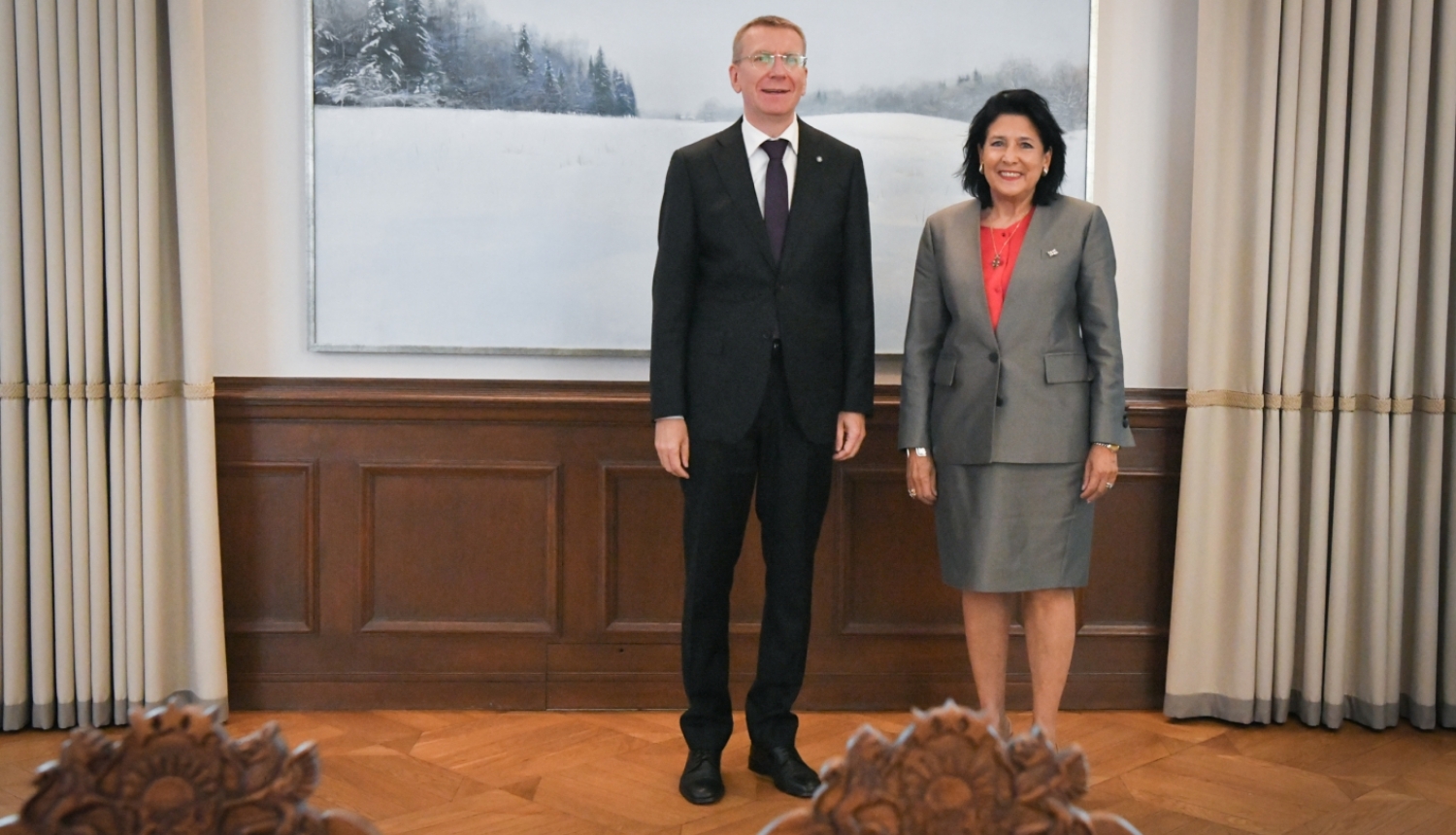 Valsts prezidenta Edgara Rinkēviča tikšanās ar Gruzijas prezidenti Salomi Zurabišvili (Salome Zourabichvili)